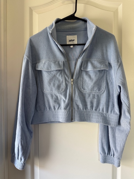 aerie Jackets & Blazers - aerie Light Blue Cropped Corduroy Bomber Jacket / BB28